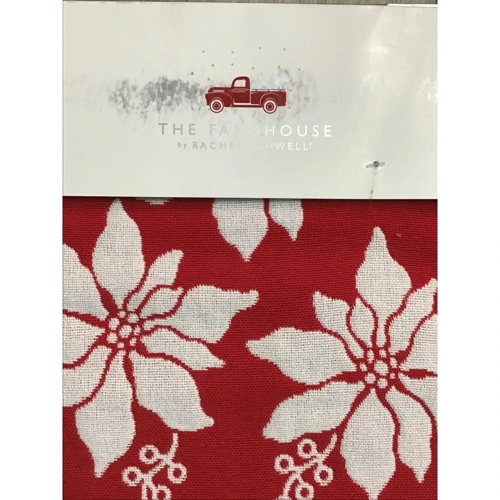 Rachel Ashwell Farmhouse Poinsettia Table Runner 18x108 Farmhouse Cottagecore